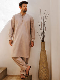 Light Brown Blended Kameez Shalwar - AL-KS-3103