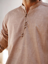 Light Brown Blended Kameez Shalwar - AL-KS-3103