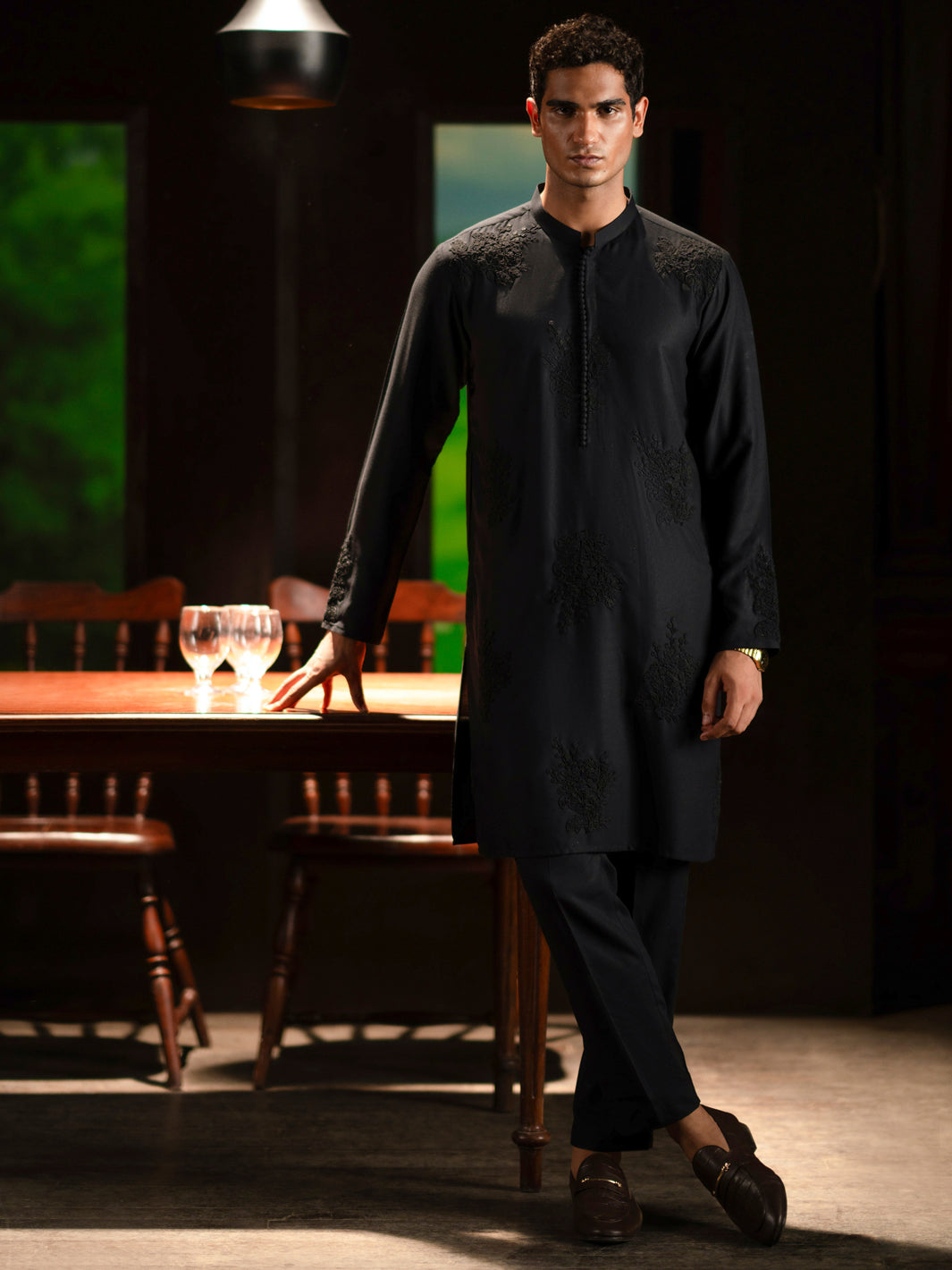 Black Blended Kurta Trouser - AL-KT-3126C