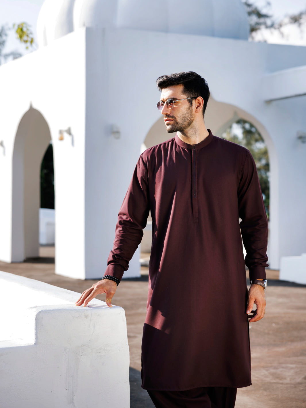 Maroon Blended Kameez Shalwar - AL-KS-3134