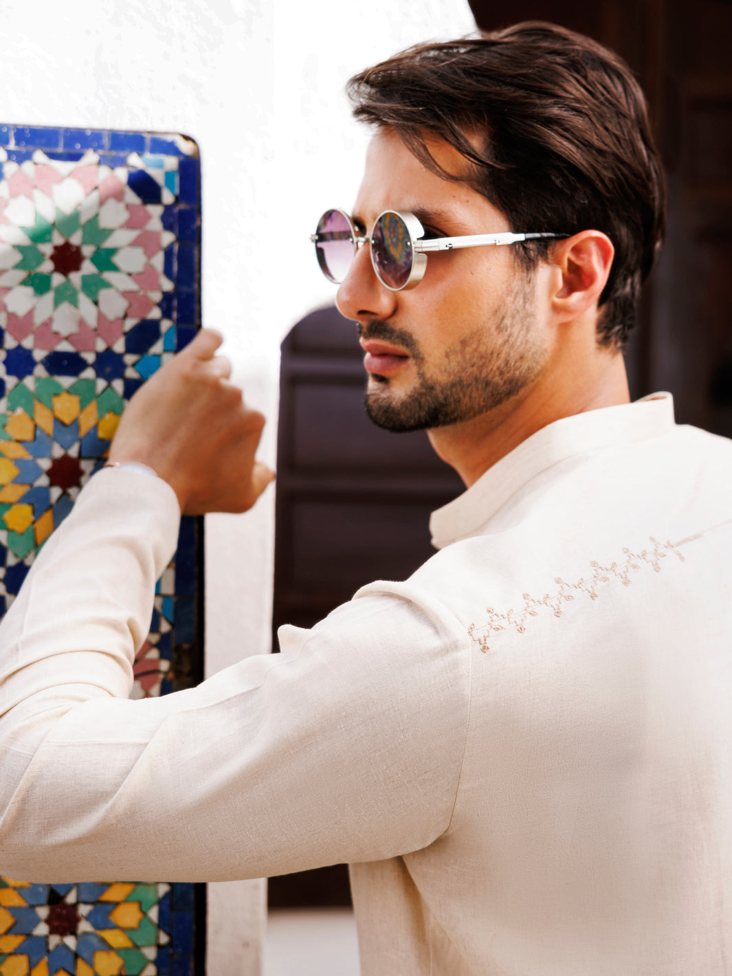 Beige Blended Kurta Trouser - AL-KT-3158