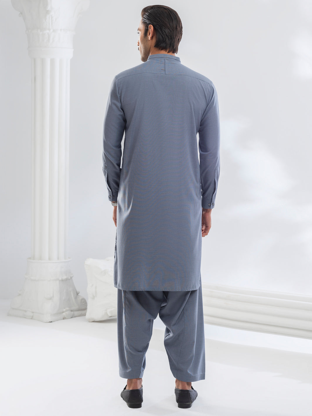 Grey Blended Kameez Shalwar - AL-KS-3166