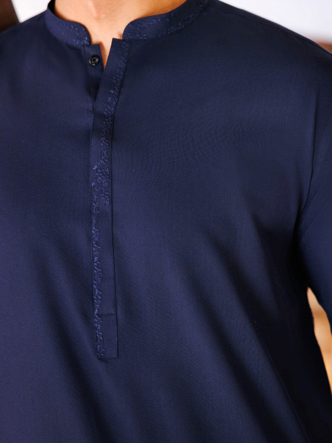 Navy Blue Blended Kameez Shalwar - AL-KS-3177