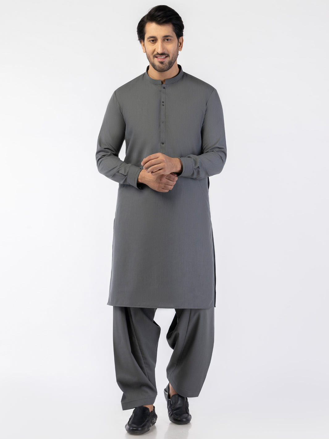 Grey Blended Kameez Shalwar - AL-KS-3190