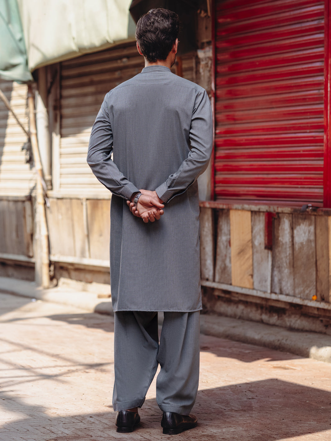 Grey Blended Kameez Shalwar - AL-KS-3193