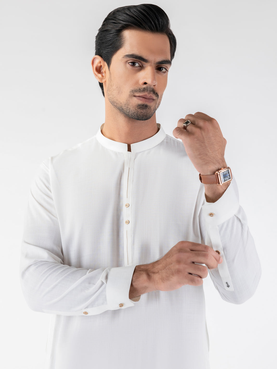 White Blended Kameez Shalwar - AL-KS-3202
