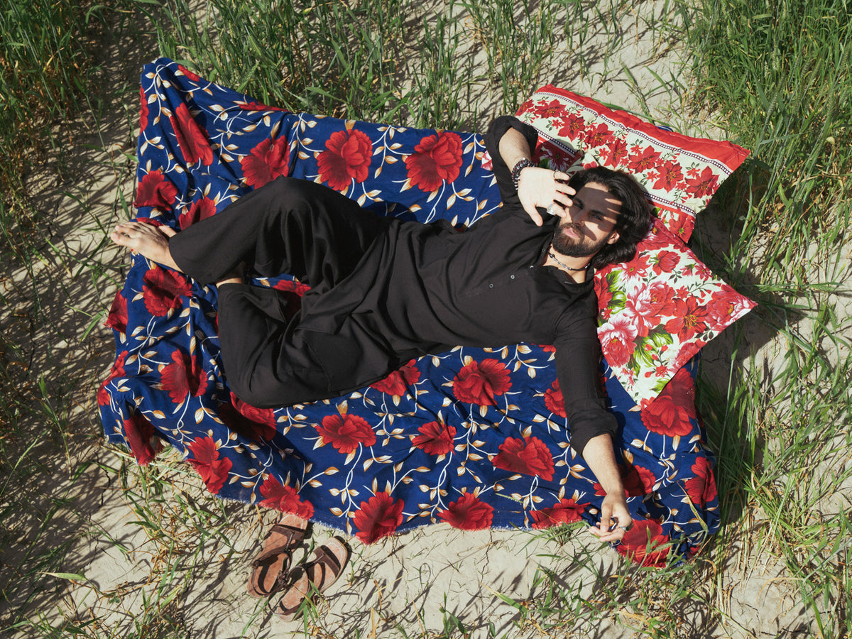 Black Blended Kameez Shalwar - AL-KS-3203