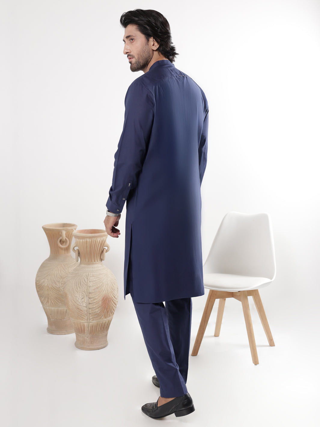 Navy Blue Cotton Kurta Trousers - AL-KT-3222