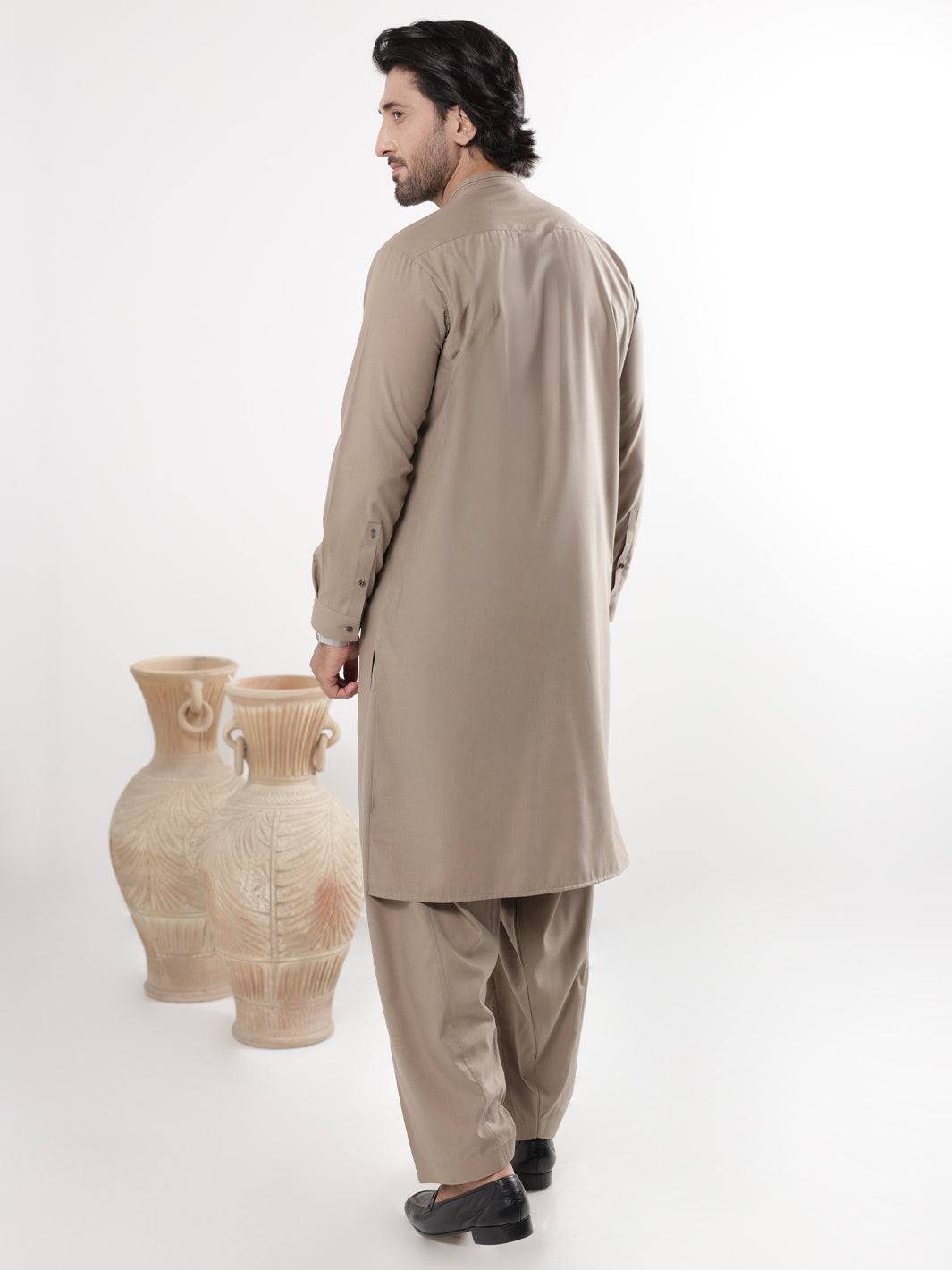 Brown Blended Kameez Shalwar - AL-KS-3223