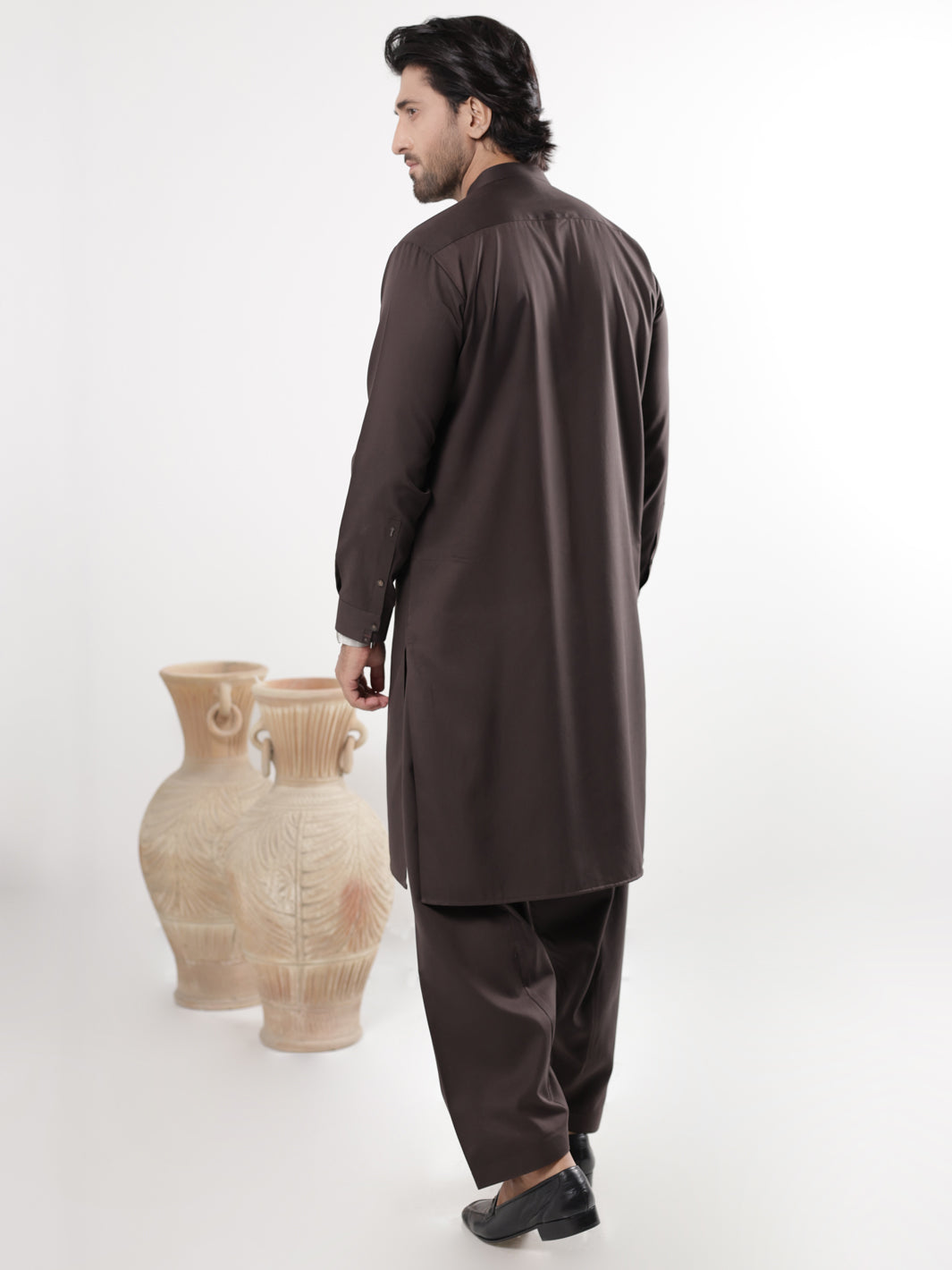 Brown Blended Kameez Shalwar - AL-KS-3237