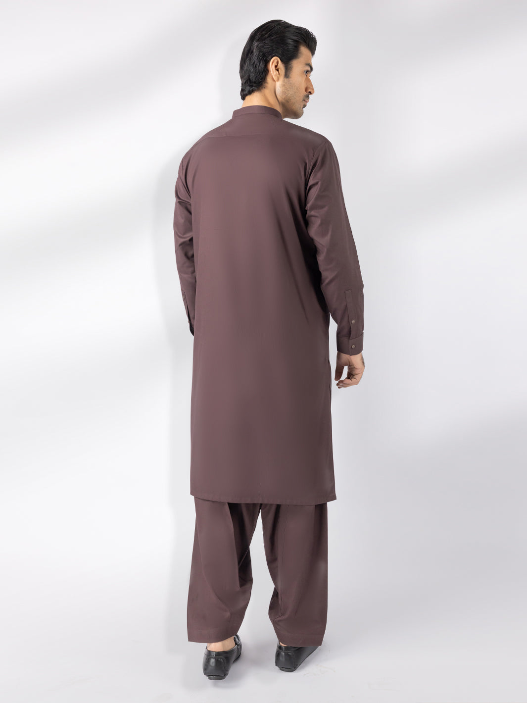 Dark Brown Cotton Kameez Shalwar - AL-KS-3242A