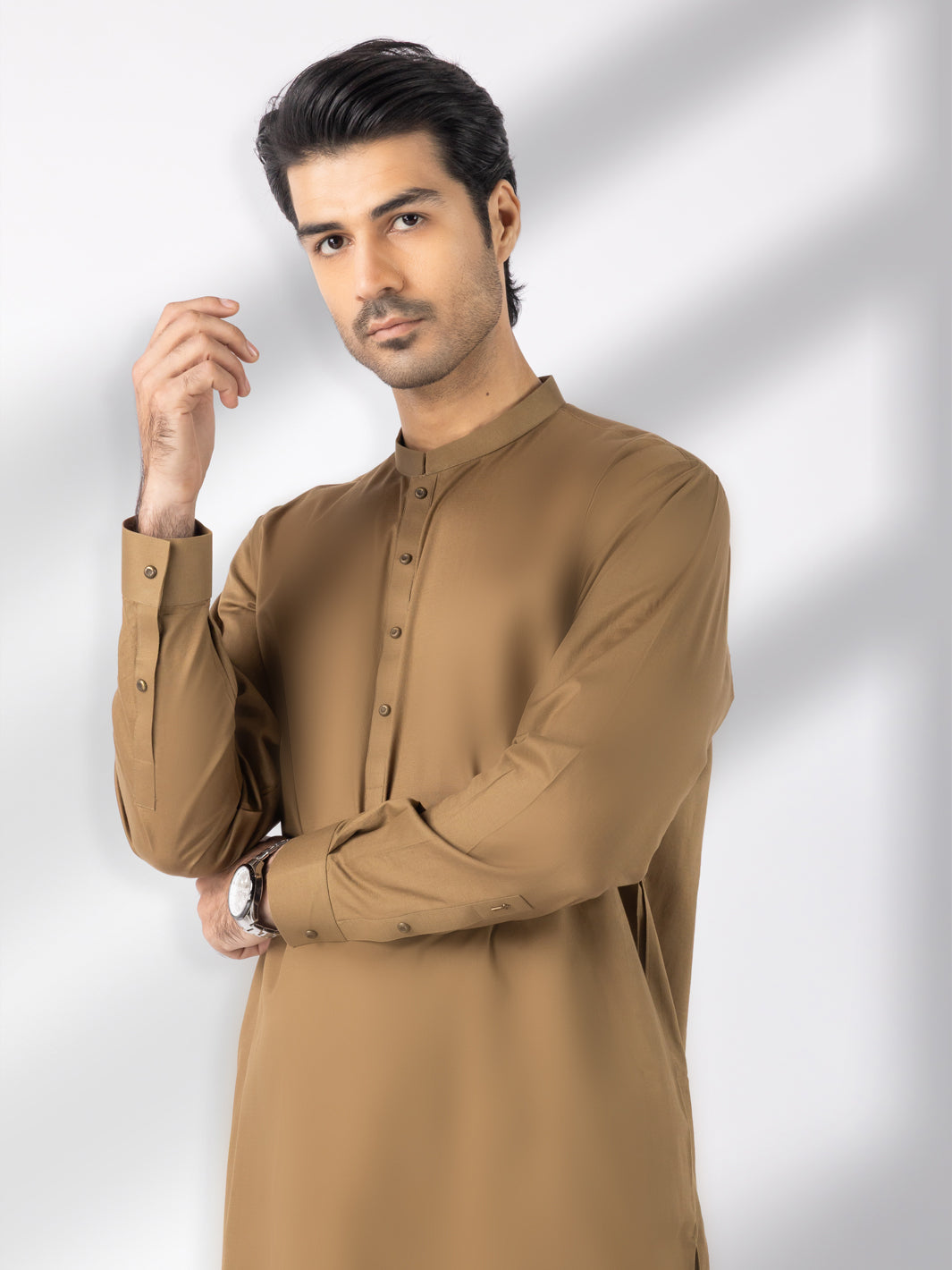 Olive Cotton Kameez Shalwar - AL-KS-3242D