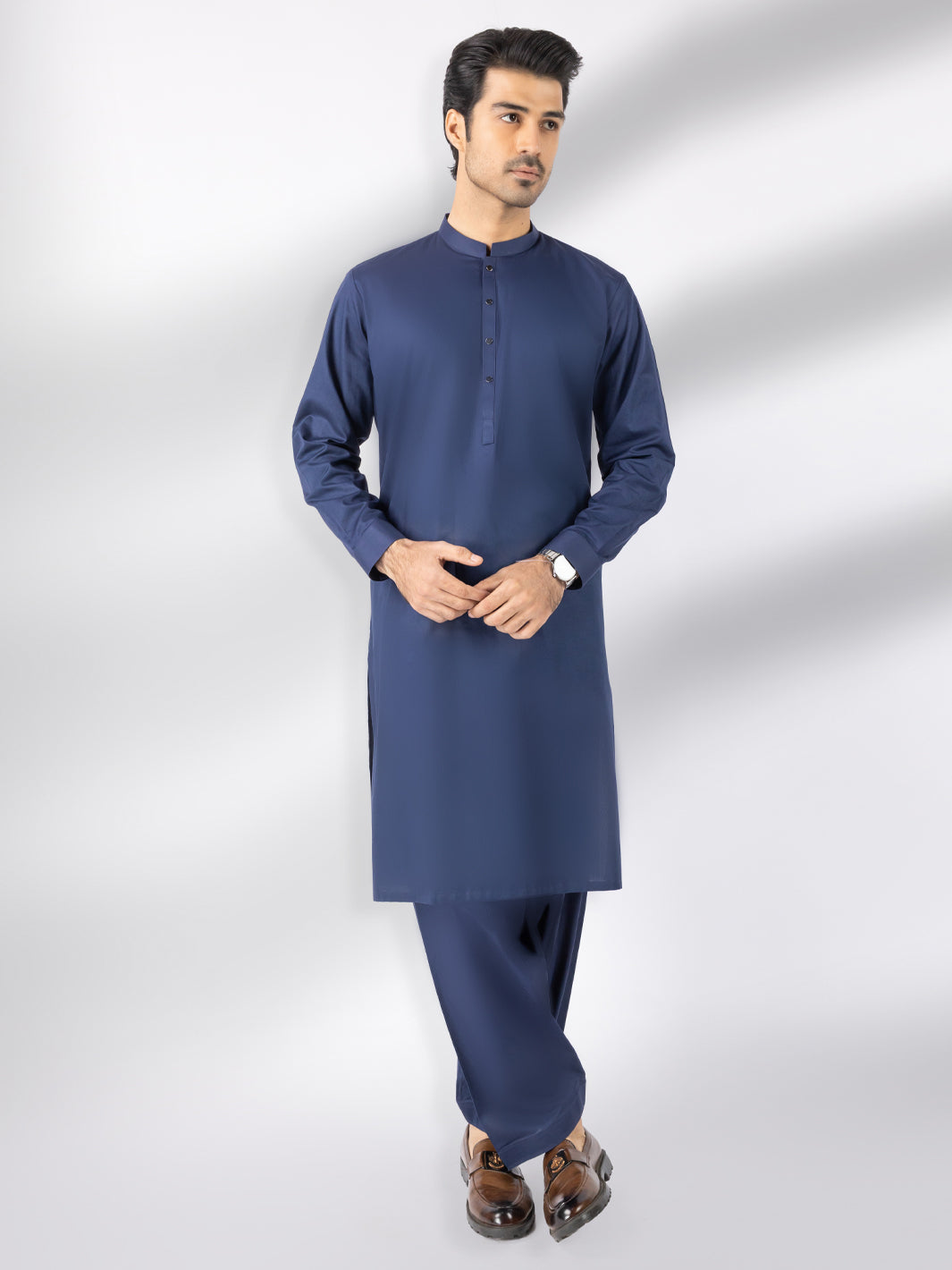 Dark Blue Cotton Kameez Shalwar - AL-KS-3242F