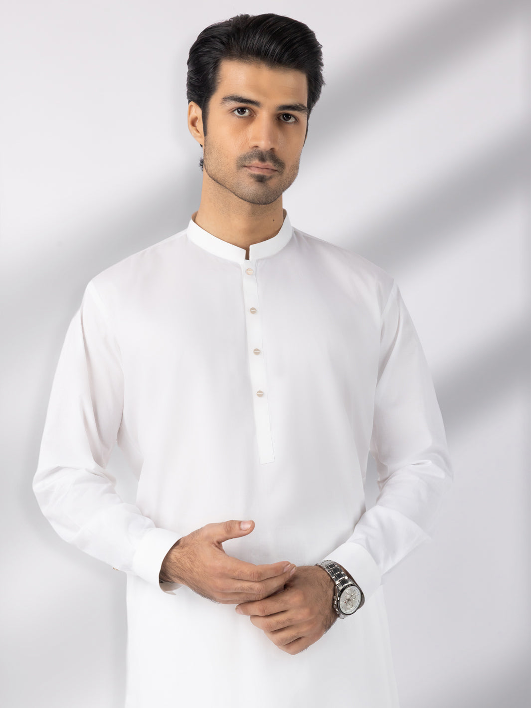 White Blended Kameez Shalwar - AL-KS-3243A