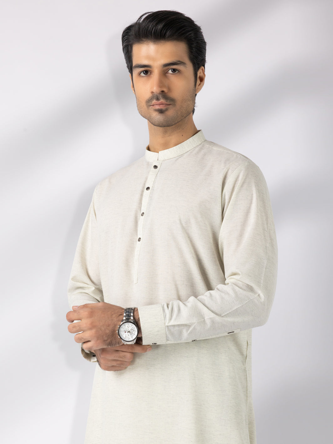 Cream Blended Kameez Shalwar - AL-KS-3244D