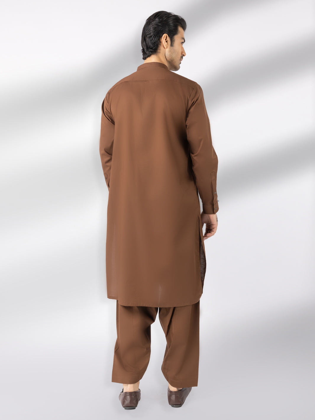 Brown Cotton Kameez Shalwar - AL-KS-3245A