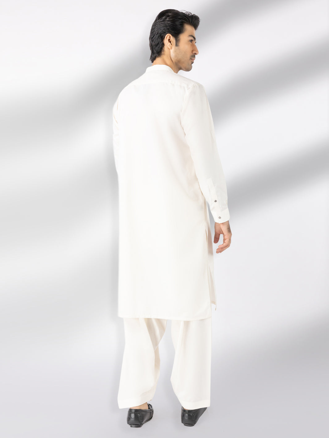 Off White Blended Kameez Shalwar - AL-KS-3247A