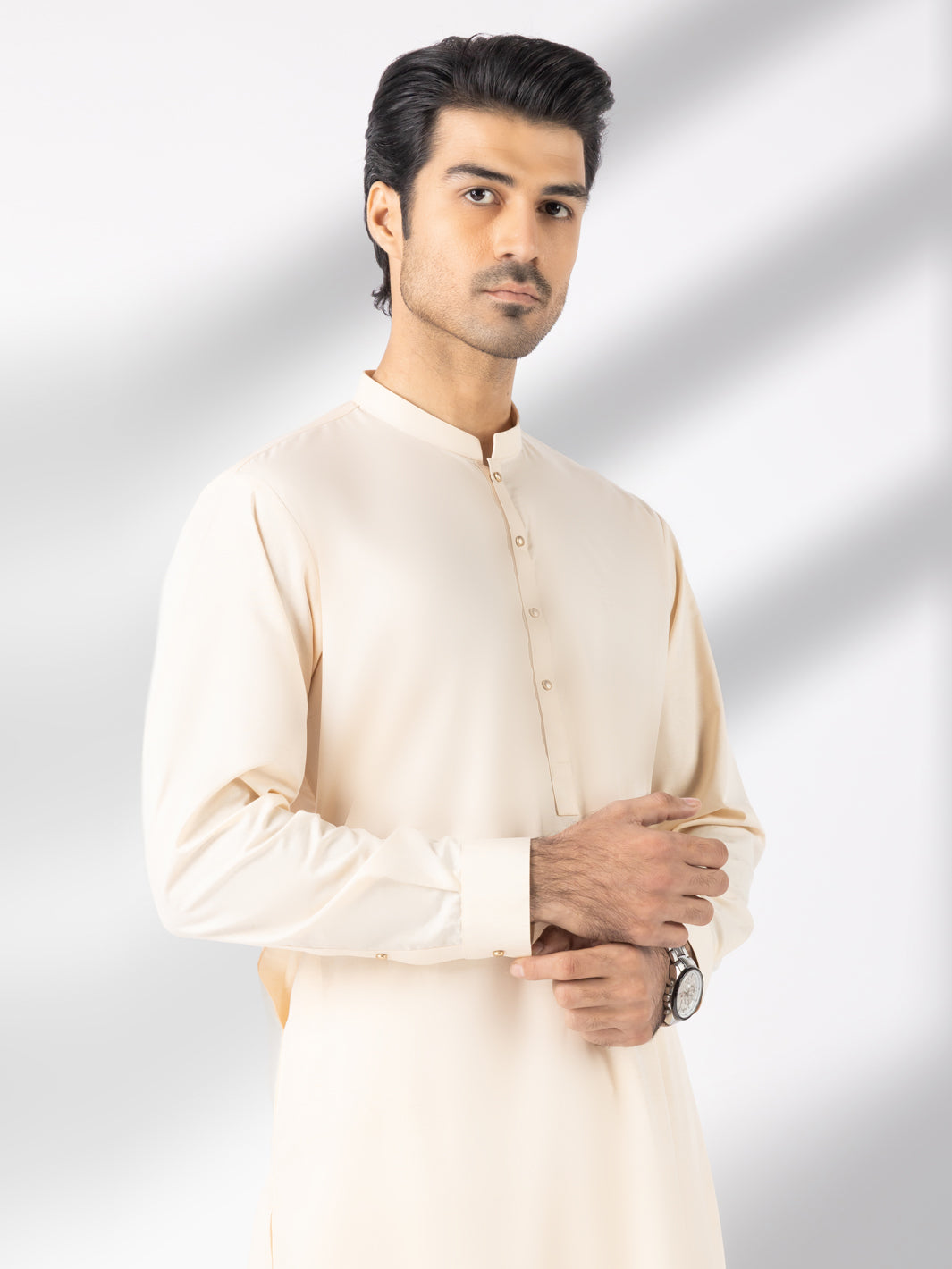 Cream Blended Kameez Shalwar - AL-KS-3247B