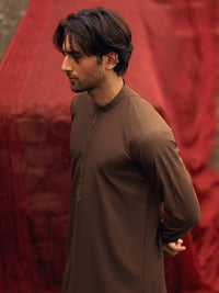 Brown Semi-Formal Kameez Shalwar - AL-KS-3253