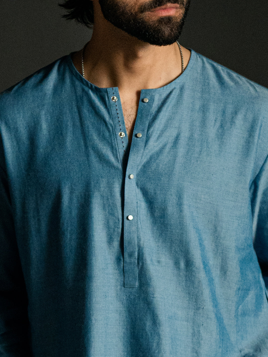 Light Blue Blended Kurta Trousers - AL-KT-3261