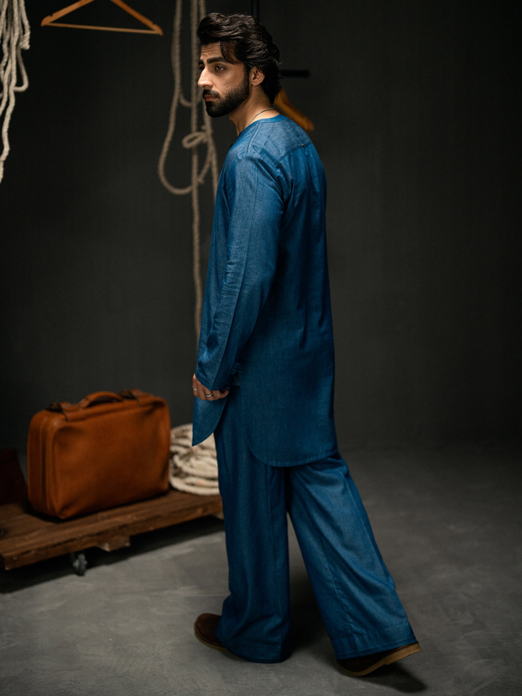 Blue Blended Kurta Trousers - AL-KT-3262