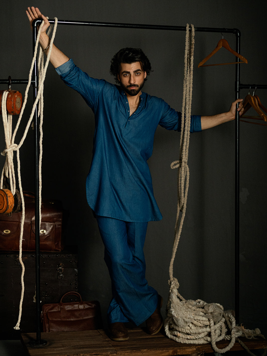 Blue Blended Kurta Trousers - AL-KT-3262