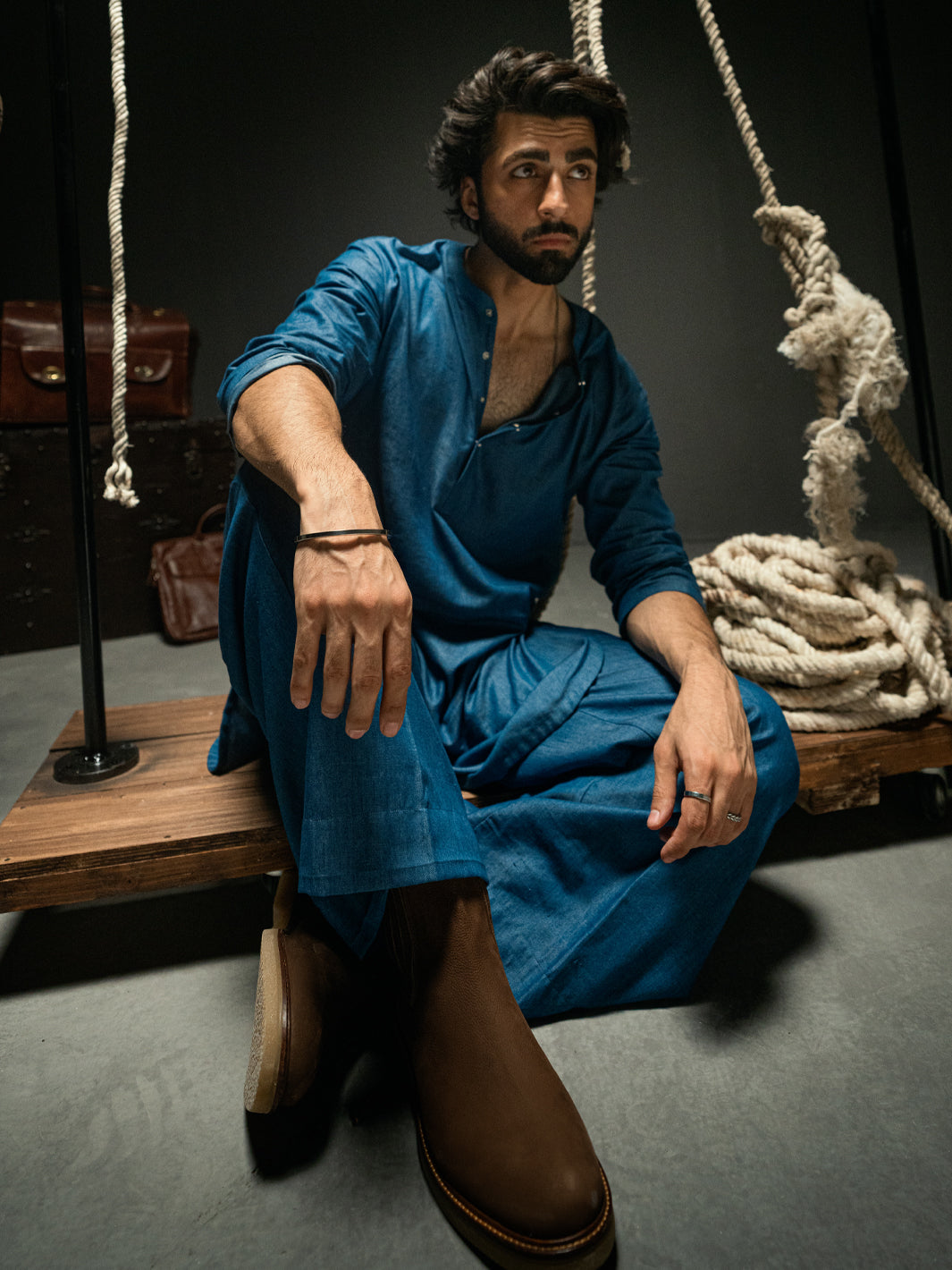 Blue Blended Kurta Trousers - AL-KT-3262