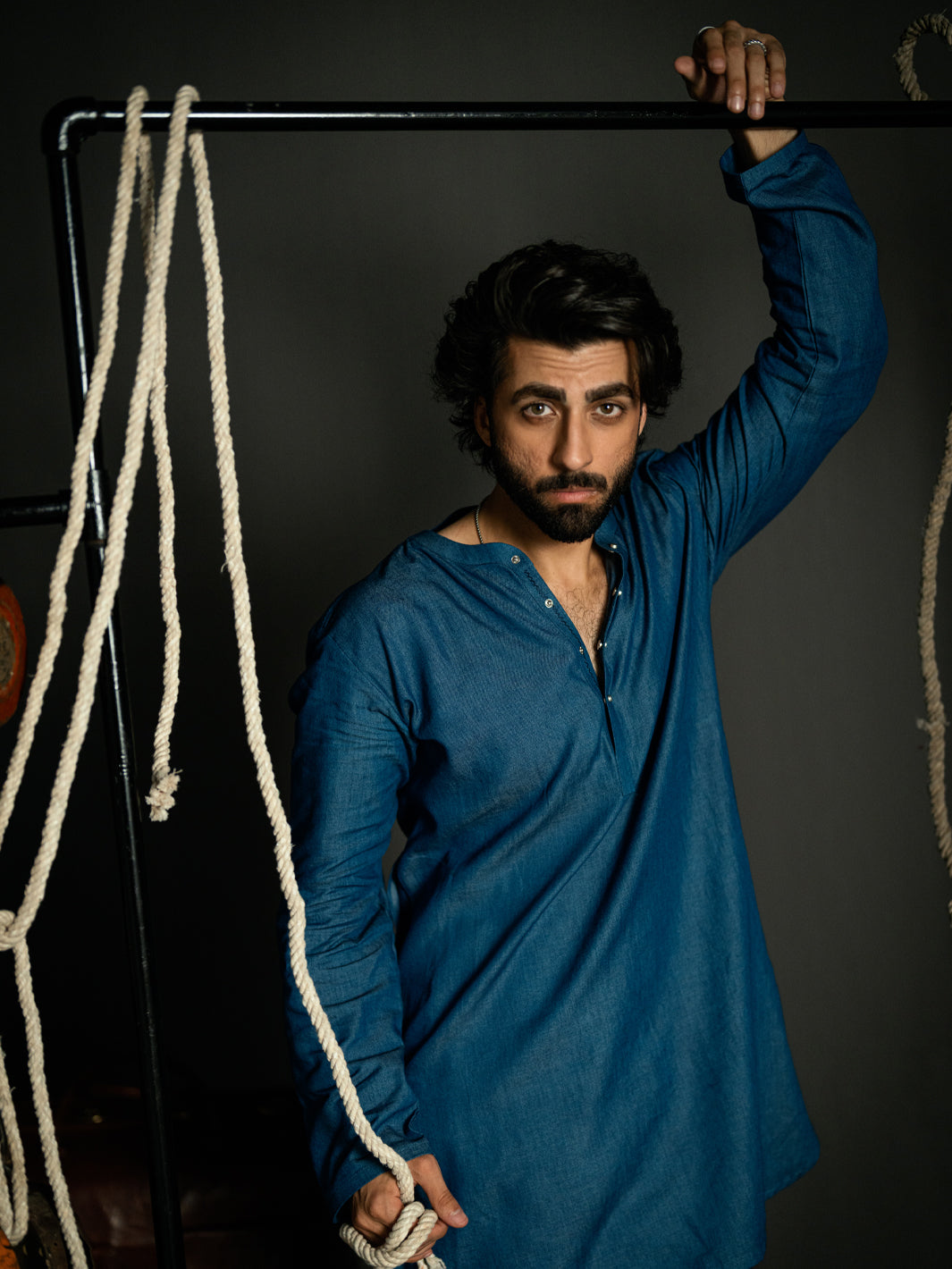 Blue Blended Kurta Trousers - AL-KT-3262