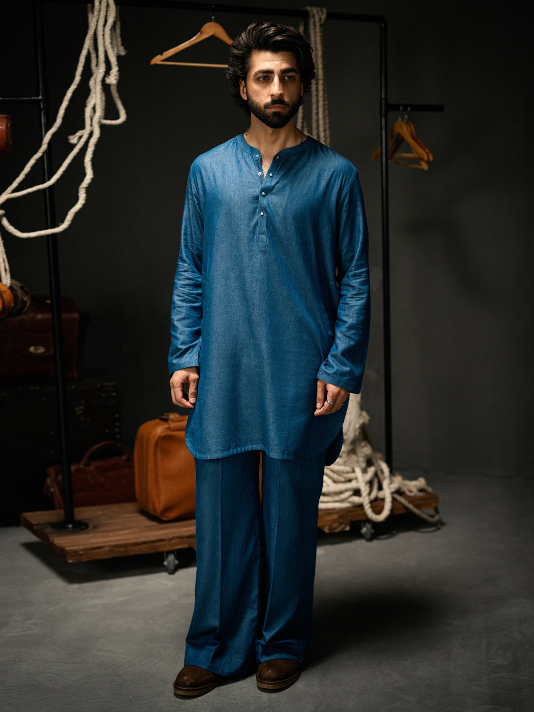 Blue Blended Kurta Trousers - AL-KT-3262