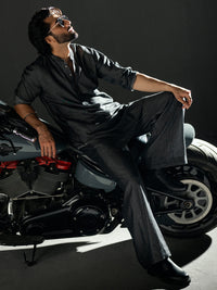 Charcoal Denim Kurta Trousers - AL-KT-3264
