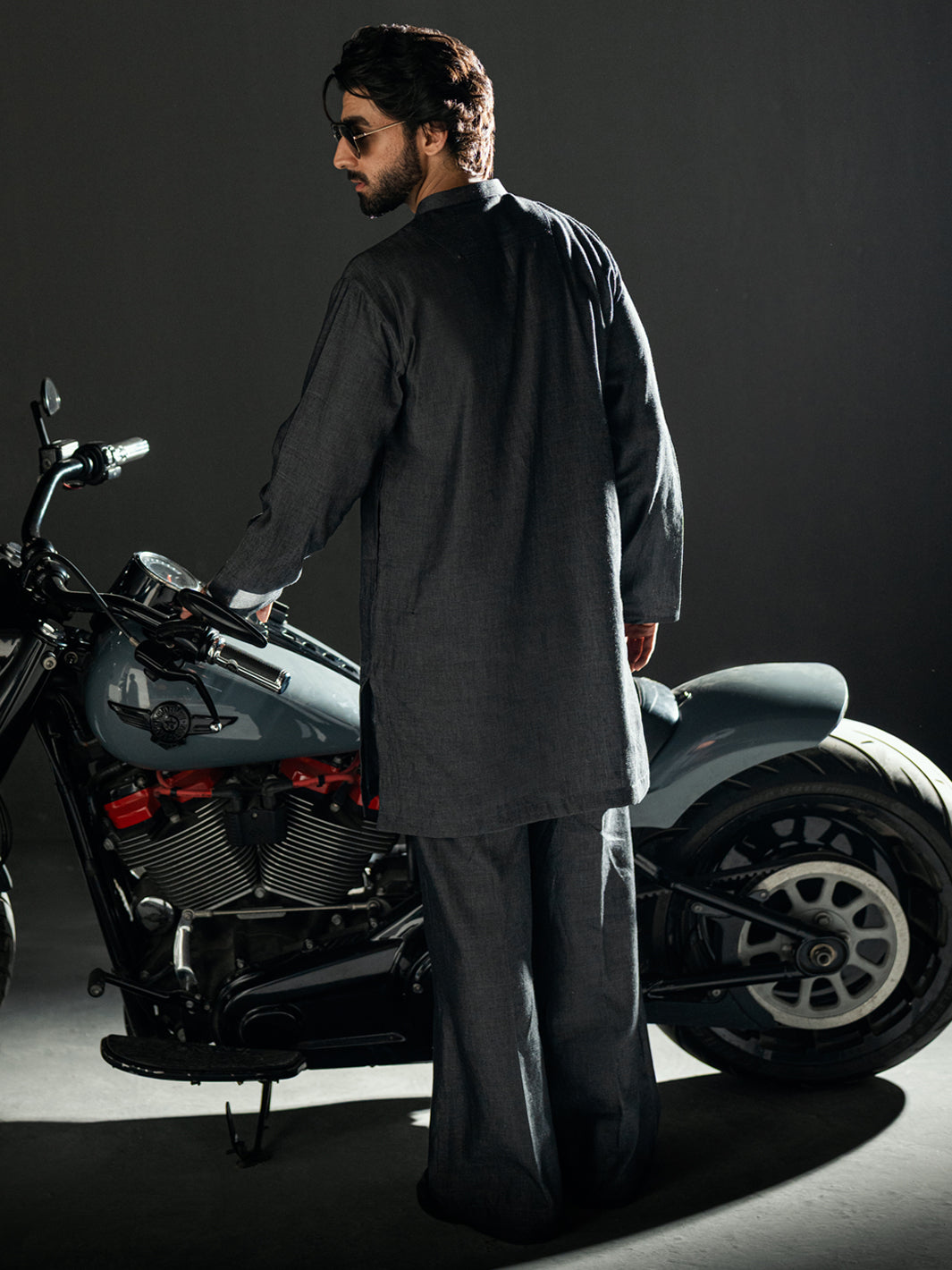 Charcoal Blended Kurta Trousers - AL-KT-3264