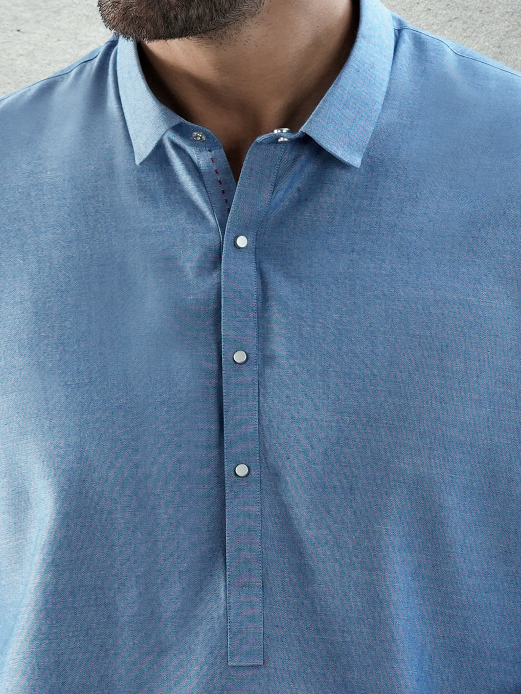 Light Blue Denim Kurta Trousers - AL-KT-3281