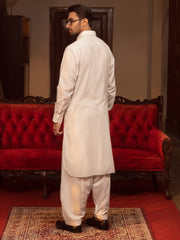 White Blended Kameez Shalwar - ALWA-KS-407