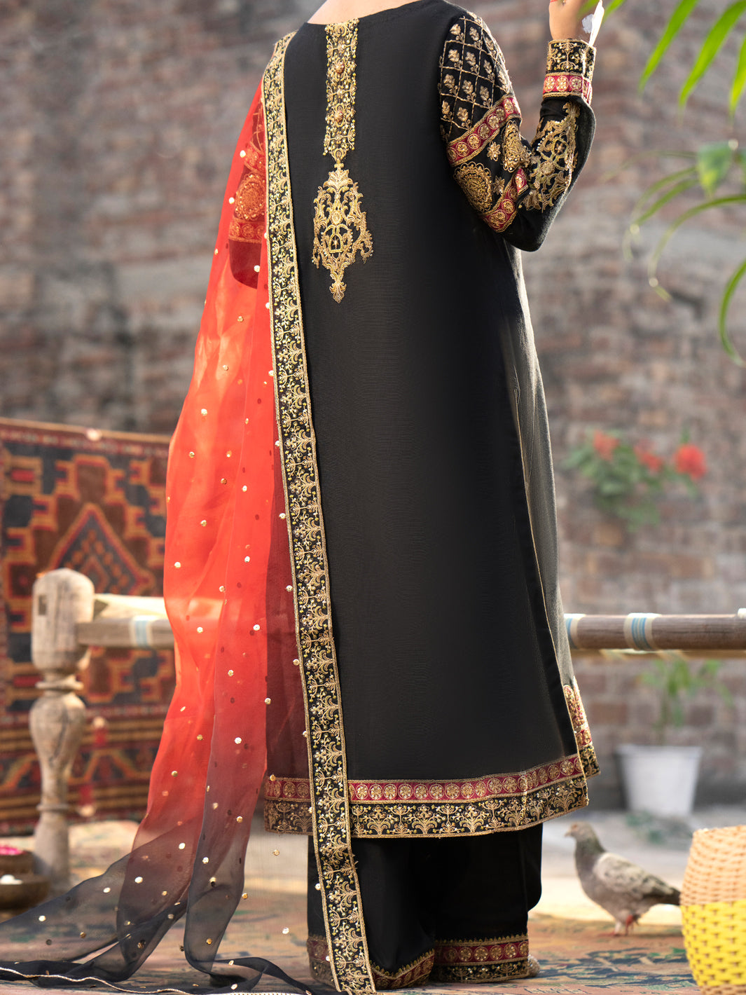 Black Khaddi Net 3Pc Formal Unstitched - AL-3PS-LS-UN-447