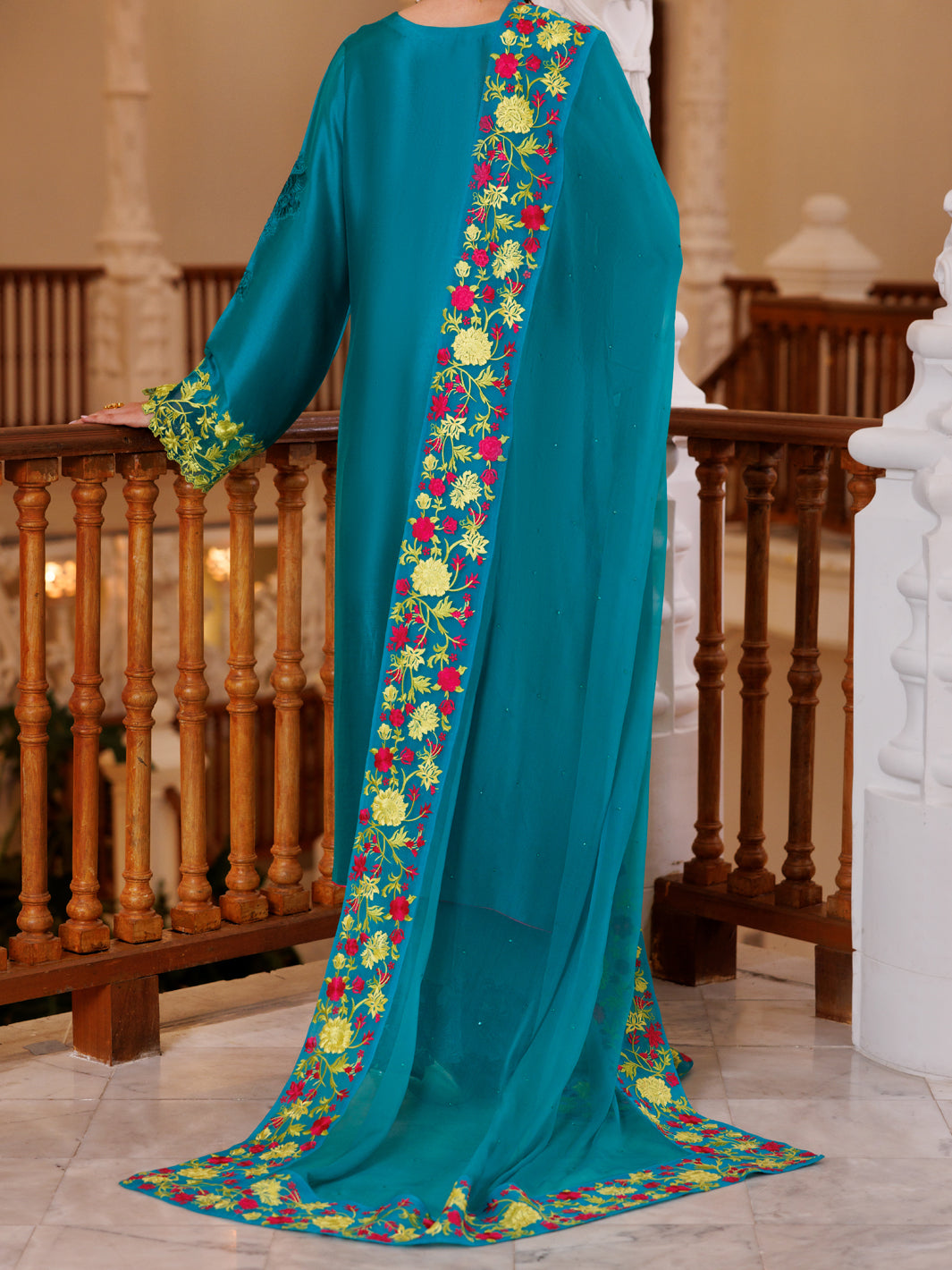 Sea Green Sheesha Silk Formal 3Pc Stitched - AL-3PS-LS-462