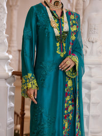 Sea Green Sheesha Silk Formal 3Pc Stitched - AL-3PS-LS-462