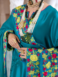 Sea Green Sheesha Silk Formal 3Pc Stitched - AL-3PS-LS-462