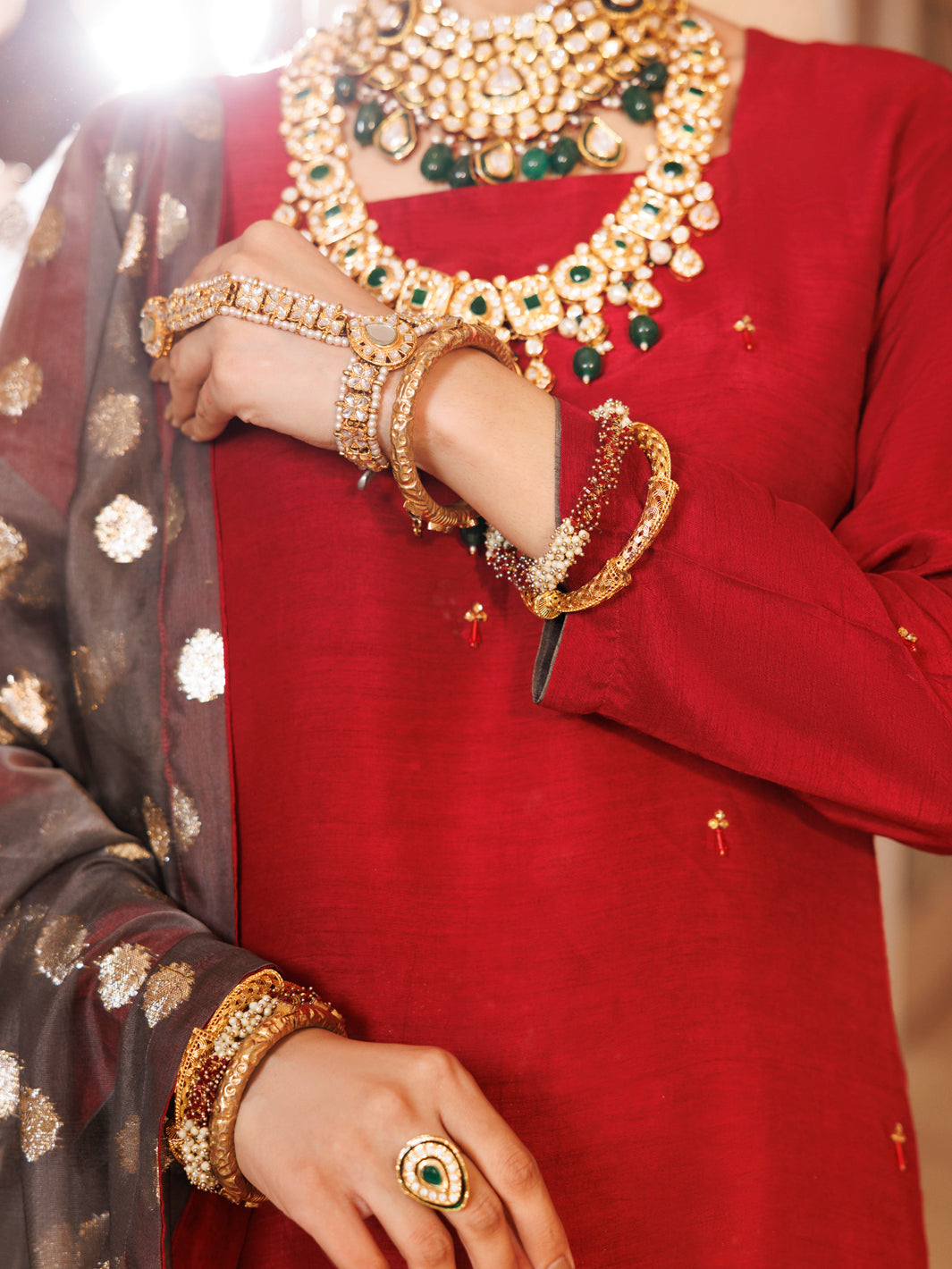 Maroon Silk Formal 3Pc Stitched - AL-3PS-LS-484