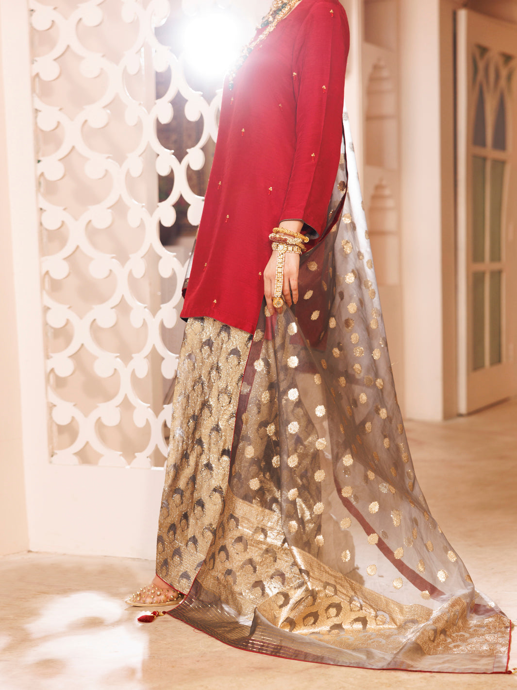 Maroon Silk Formal 3Pc Stitched - AL-3PS-LS-484