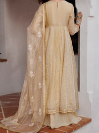 Gold Mesuri Net Formal 3Pc Stitched - AL-3PS-LS-491