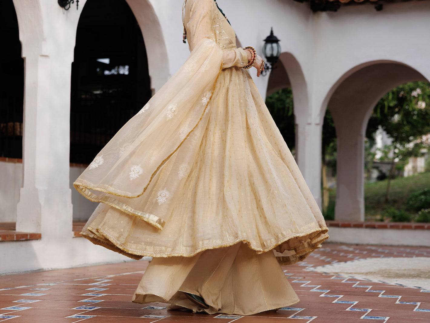 Gold Mesuri Net Formal 3Pc Stitched - AL-3PS-LS-491