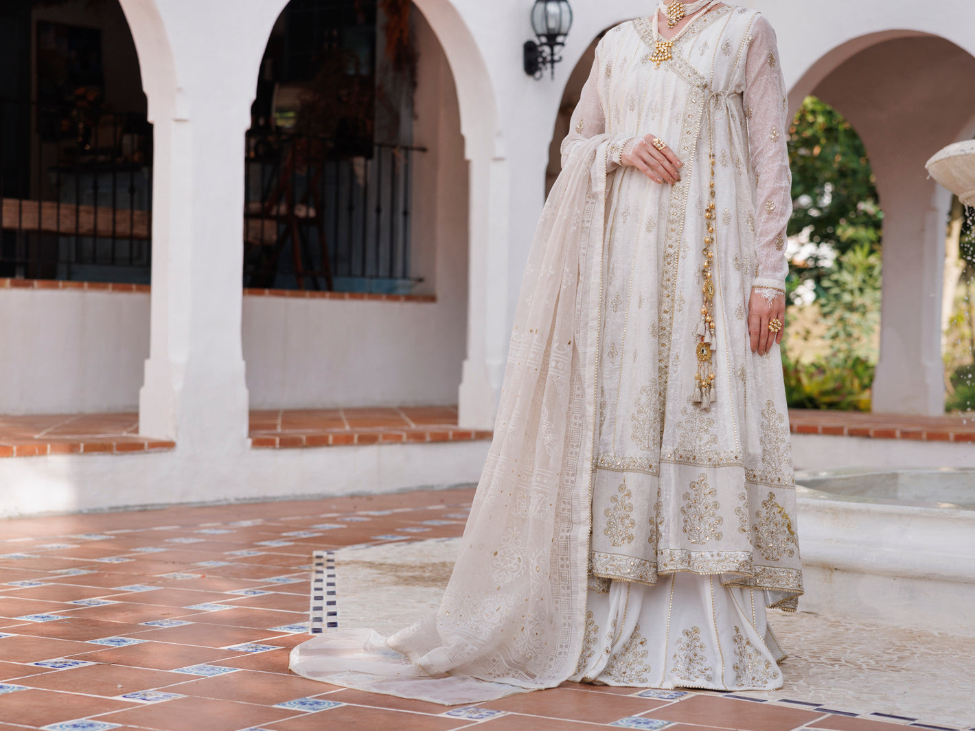 Off White Khaddi Net Formal 3Pc Stitched - AL-3PS-LS-492