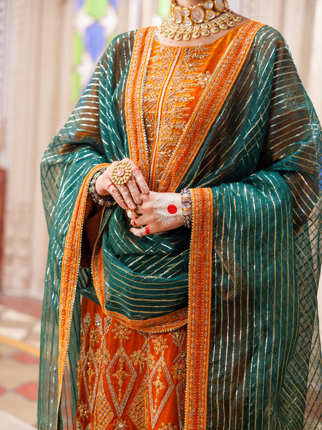 Mustard Velvet Formal 3Pc Stitched - AL-3PS-LS-496