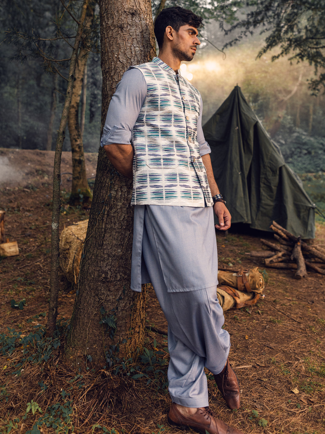 Teal Green Blended Waistcoat - AL-WC-500