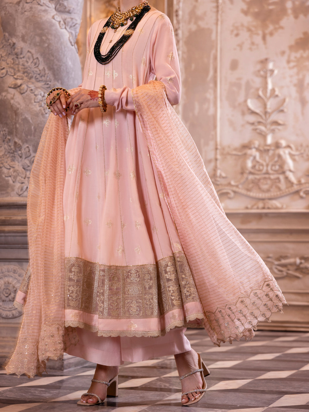 Light Pink Viscose Lurex Formal 3Pc Stitched - AL-3PS-LS-513