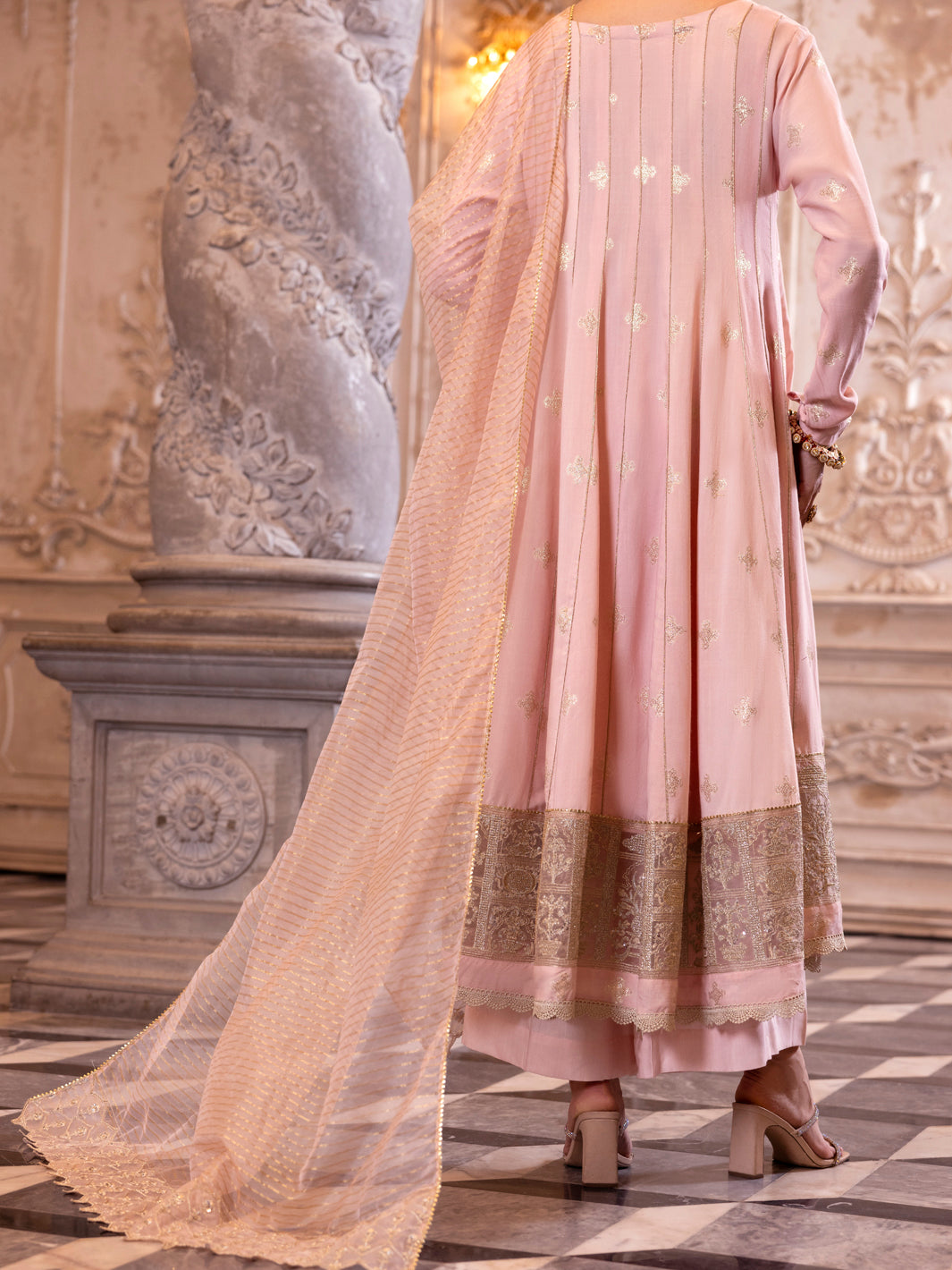 Light Pink Viscose Lurex Formal 3Pc Stitched - AL-3PS-LS-513
