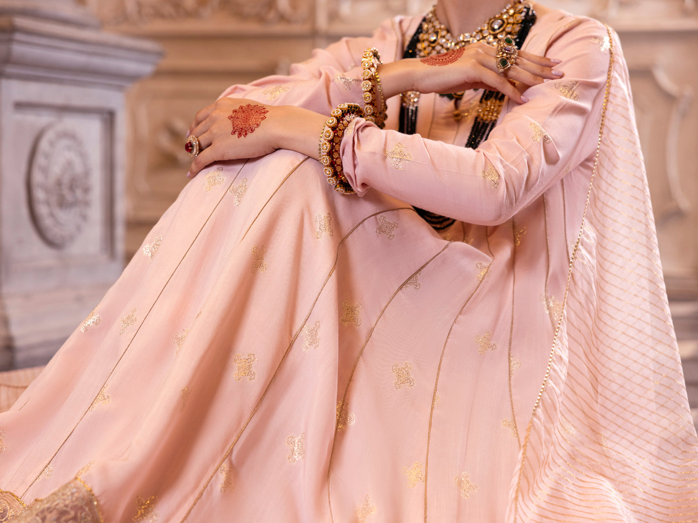 Light Pink Viscose Lurex Formal 3Pc Stitched - AL-3PS-LS-513