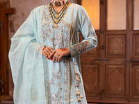 Ice Blue Viscose Lurex Formal 3Pc Stitched - AL-3PS-LS-515
