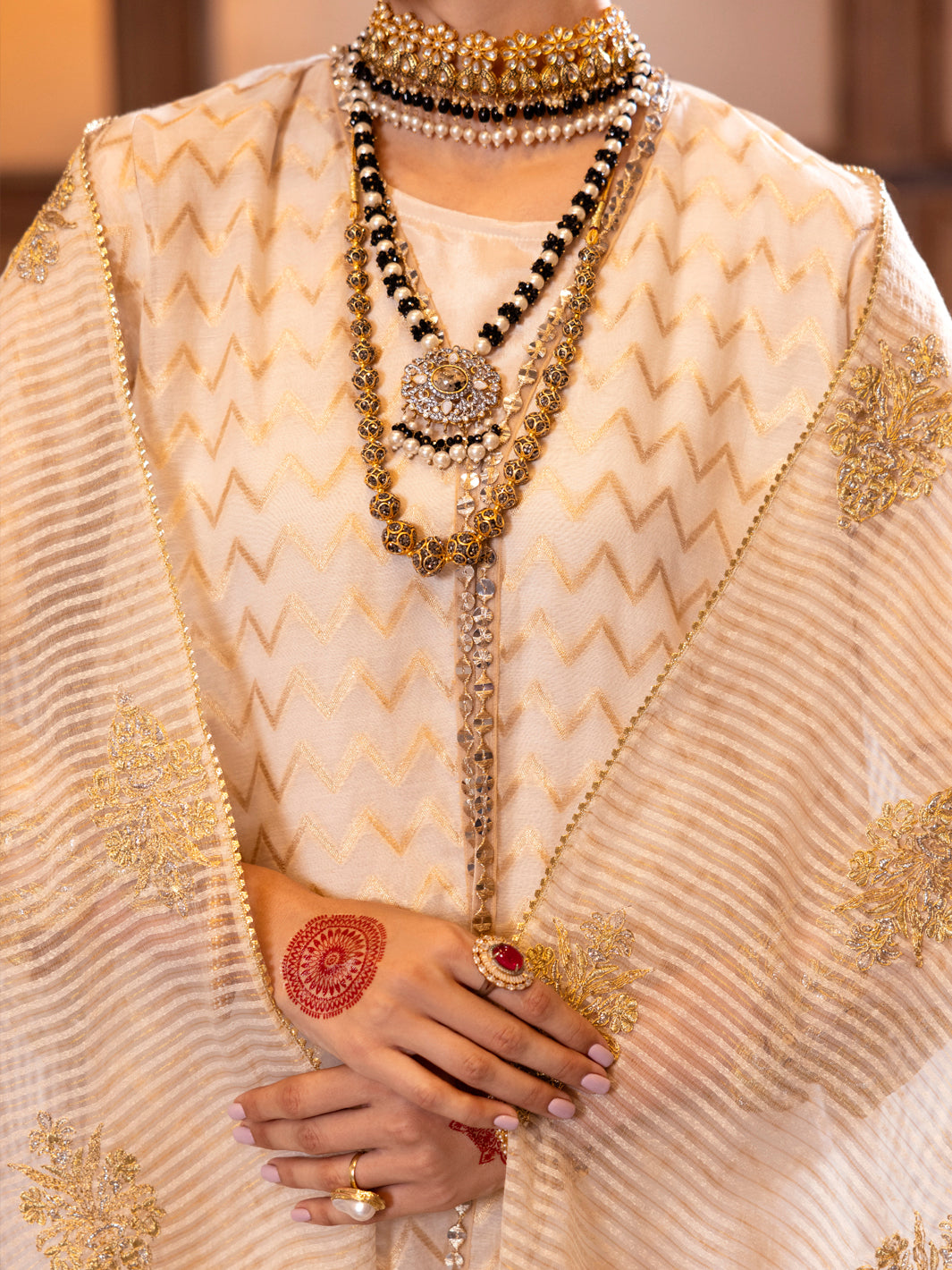 Golden Jacquard Formal 3Pc Stitched - AL-3PS-LS-516