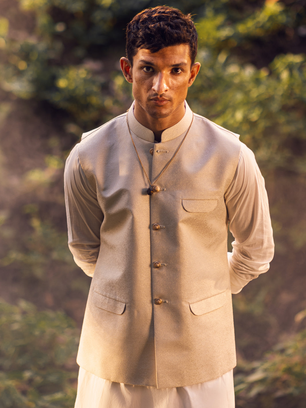 Off White Blended Waistcoat - AL-WC-522